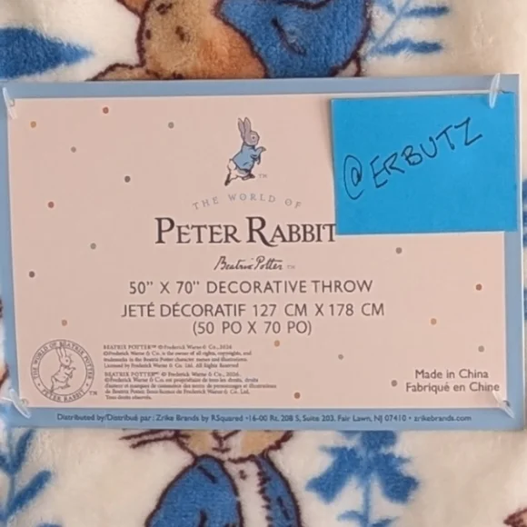 Beatrix Potter Peter Rabbit Oversized Plush 🐇 Peter Rabbit Throw Blanket - Picture 4 of 8
